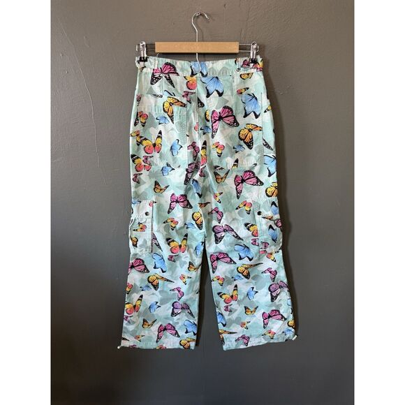 Vintage Delias Mens Blue Butterfly Graphic Cargo Pants Size Small x 29 - Picture 2 of 3